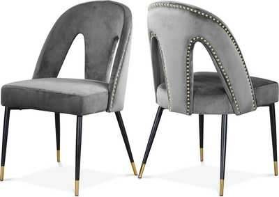 Image for Akoya Grey Velvet Dining Chair Set of 2