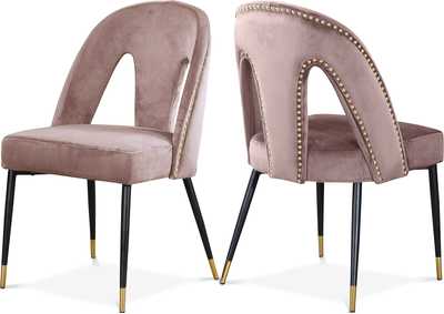 Image for Akoya Pink Velvet Dining Chair Set of 2