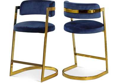 Image for Stephanie Navy Velvet Stool Set of 2