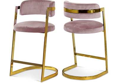 Image for Stephanie Pink Velvet Stool Set of 2