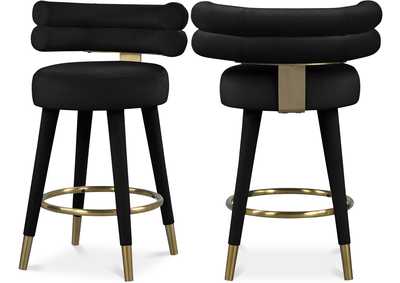 Image for Fitzroy Black Velvet Counter Stool Set of 2