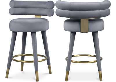 Image for Fitzroy Grey Velvet Counter Stool Set of 2