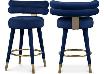 Image for Fitzroy Navy Velvet Counter Stool Set of 2