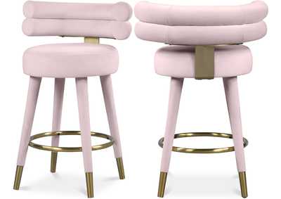 Image for Fitzroy Pink Velvet Counter Stool Set of 2