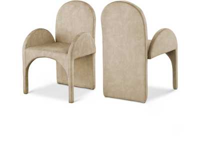 Image for Summer Beige Velvet Dining Arm Chair Set of 2