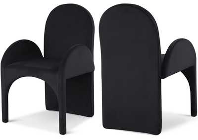 Image for Summer Black Velvet Dining Arm Chair Set of 2