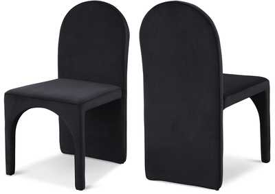 Image for Summer Black Velvet Dining Side Chair Set of 2