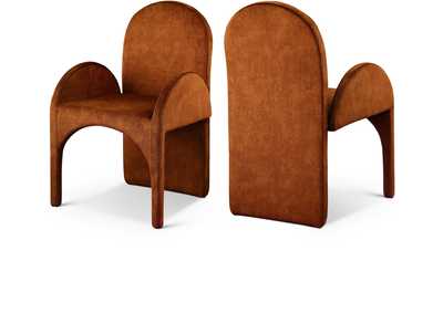 Image for Summer Cognac Velvet Dining Arm Chair Set of 2