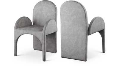 Image for Summer Grey Velvet Dining Arm Chair Set of 2