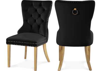 Carmen Black Velvet Dining Chairs Set of 2,Meridian Furniture