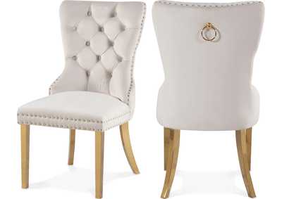 Carmen Cream Velvet Dining Chairs Set of 2,Meridian Furniture