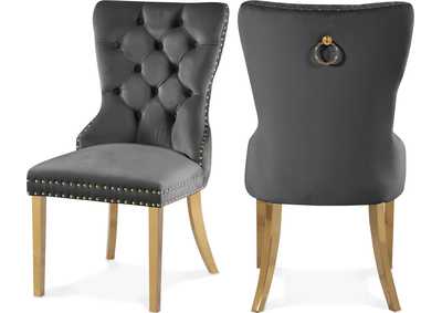 Carmen Grey Velvet Dining Chairs Set of 2,Meridian Furniture