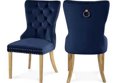 Carmen Navy Velvet Dining Chairs Set of 2,Meridian Furniture