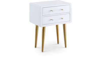 Zane White Laquer With Gold Side Table