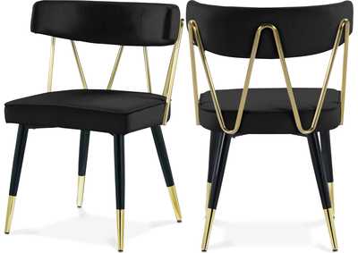 Image for Rheingold Black Velvet Dining Chair Set of 2