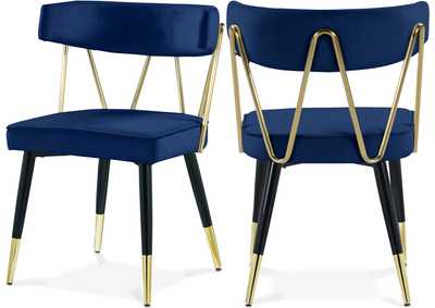 Image for Rheingold Navy Velvet Dining Chair Set of 2