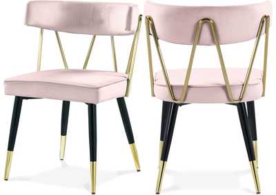 Image for Rheingold Pink Velvet Dining Chair Set of 2