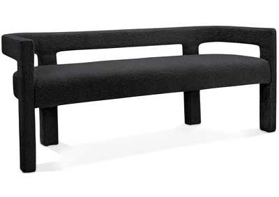 Image for Athena Black Boucle Fabric Bench