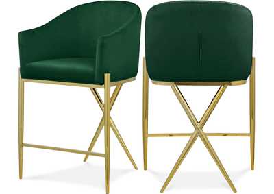 Image for Xavier Green Velvet Counter Stool