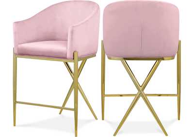 Image for Xavier Pink Velvet Counter Stool