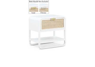 Sage White Wood Veneer Night Stand