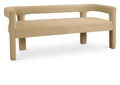 Athena Camel Velvet Bench