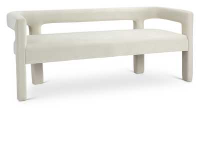 Athena Cream Velvet Bench