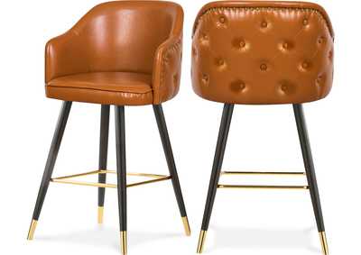 Image for Barbosa Cognac Faux Leather Counter/Bar Stools [Set of 2]