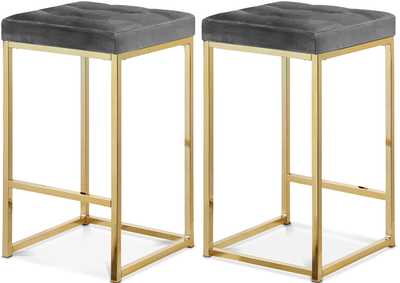 Image for Nicola Grey Velvet Stool Set of 2