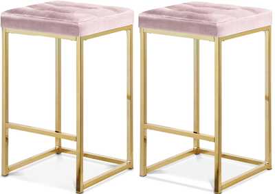 Image for Nicola Pink Velvet Stool Set of 2