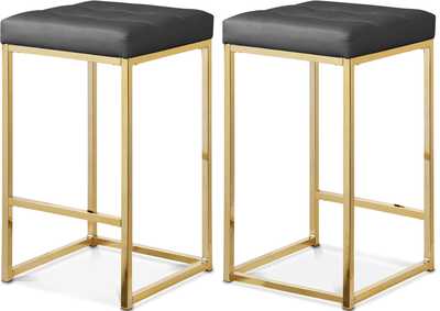 Image for Nicola Grey Faux Leather Stool Set of 2