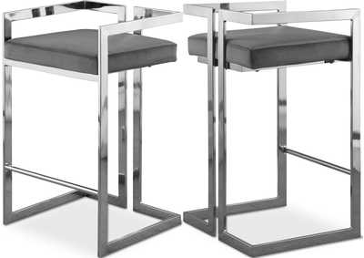 Image for Ezra Grey Velvet Stool Set of 2