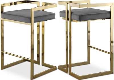 Image for Ezra Grey Velvet Stool Set of 2