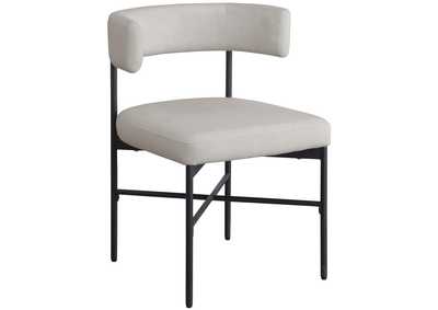 Image for Rivage Beige Durable Linen Textured Fabric Dining Chair Set of 2