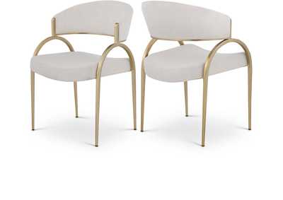 Image for Privet Beige Linen Textured Fabric Dining Chair Set of 2