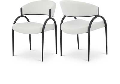 Image for Privet Cream Linen Textured Fabric Dining Chair Set of 2