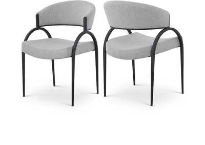 Image for Privet Grey Linen Textured Fabric Dining Chair Set of 2