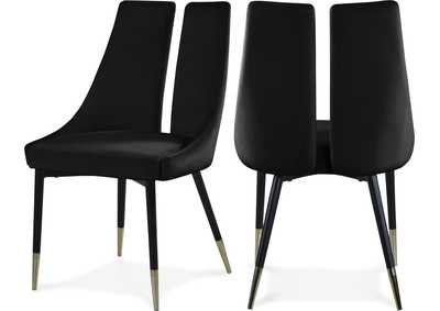 Image for Sleek Black Velvet Dining Chair Set of 2