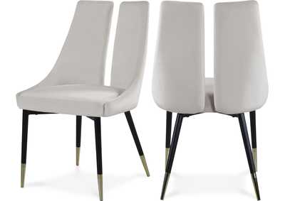 Image for Sleek Cream Velvet Dining Chair Set of 2