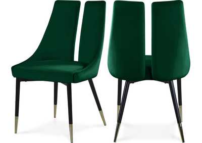 Image for Sleek Green Velvet Dining Chair Set of 2