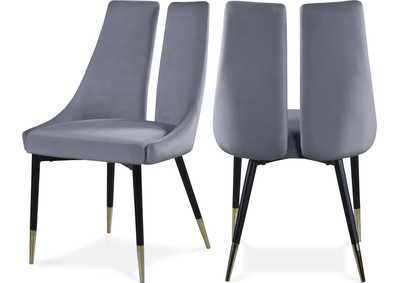 Image for Sleek Grey Velvet Dining Chair Set of 2