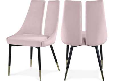 Image for Sleek Pink Velvet Dining Chair Set of 2