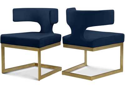 Image for Alexandra Navy Velvet Dining Chair