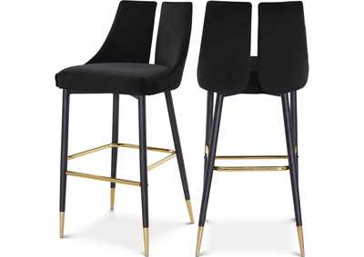 Image for Sleek Black Velvet Stool Set of 2