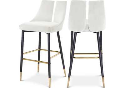 Image for Sleek Cream Velvet Stool Set of 2