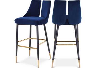 Image for Sleek Navy Velvet Stool Set of 2