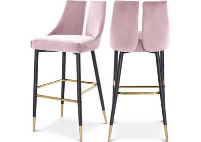 Image for Sleek Pink Velvet Stool Set of 2