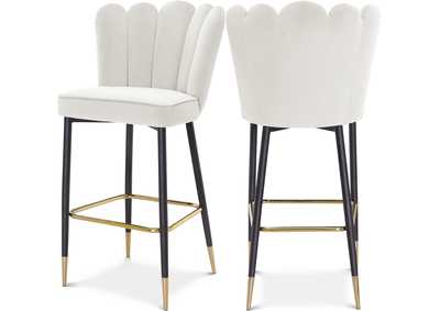 Image for Lily Cream Velvet Stool Set of 2