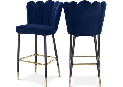 Image for Lily Navy Velvet Stool Set of 2