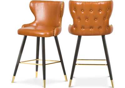 Image for Hendrix Cognac Faux Leather Counter - Bar Stool Set of 2